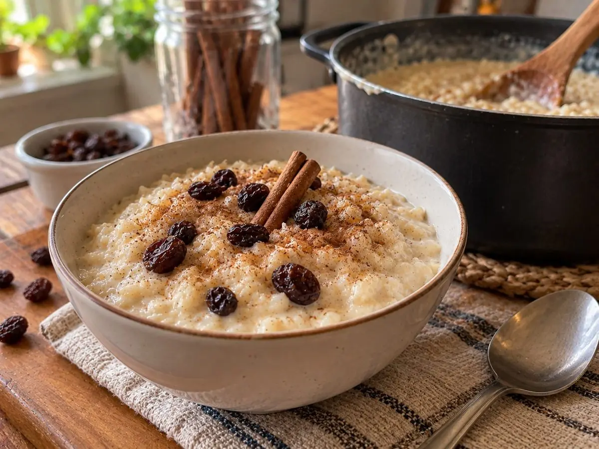 Arroz con leche cremoso lista para servir